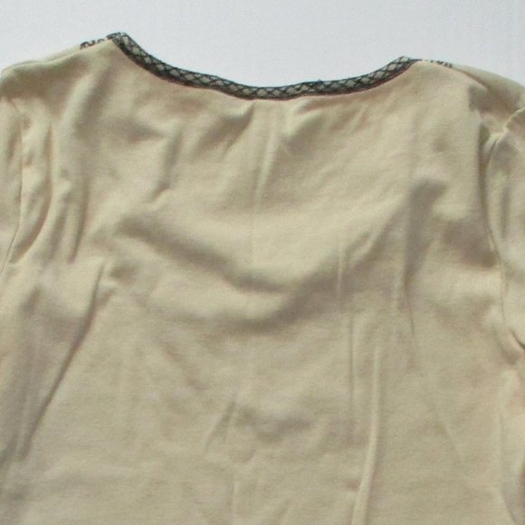 Nine West Embellished Pullover Tunic Beige Pullover Top Shirt All Cotton S Black - Picture 4 of 4